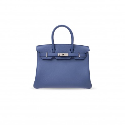 HERMES HANDBAGS BIRKIN 30 7E TOGO HANDBAG BLEU BRIGHTON (30*23*15cm) 